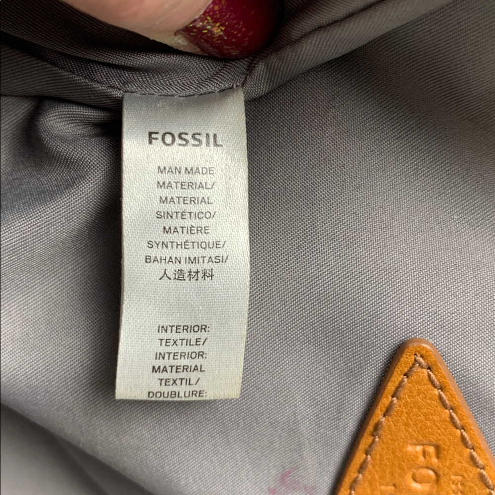 Fossil Multicolored Backpack Bag Navy Blue Gold Brown Pink Adjustable Zip Close - Picture 10 of 16